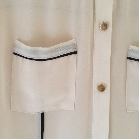 Nordstrom Sheer Button-Down with Black Piping - Picture 5 of 5